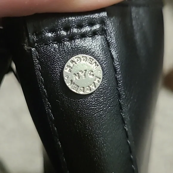 EUC/NWOT Madden NYC Black Leather White Stich Combat Boots Women's Sz 8 - Picture 11 of 12